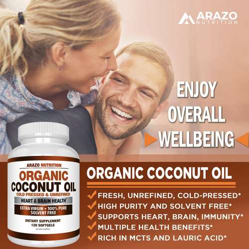Suplemento Arazo Nutrition Óleo De Coco Orgânico 2000mg 120 - Imagem 4