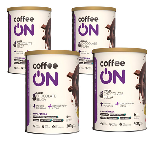 4 Lata Coffee On Chocolate Belga 1200g Solúvel Super Intenso