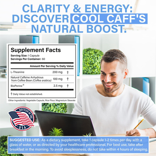 Avenir Nutrition Cool Caff Energy Supplements L Teanina E C - Imagem 2