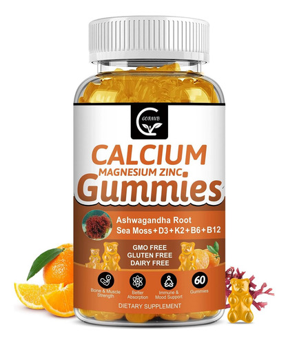 Gomas De Cálcio De 1200 Mg Com Vitamina D3 K2 B12 E B6 - S