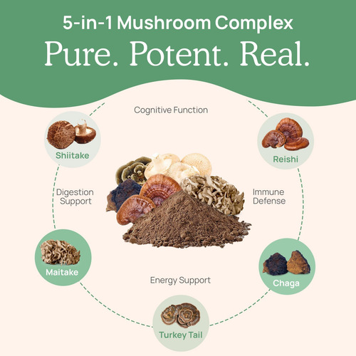 Real Mushrooms 5 Defenders Capsules - Extrato De Cogumelo Or - Imagem 4