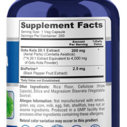 Cápsulas Nusapure Gotu Kola 4000 Mg Por Cápsula Vegetal 200