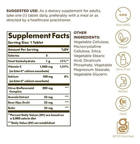 Solgar Ester-c Plus 1000 Mg De Vitamina C (complexo De Asco