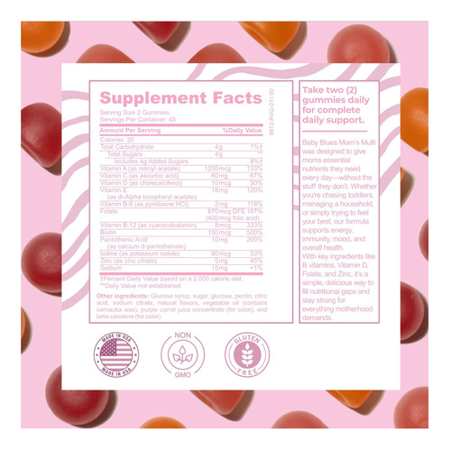 Baby Blues Womens Multivitamin Gummies Energia Diária Humor - Imagem 4