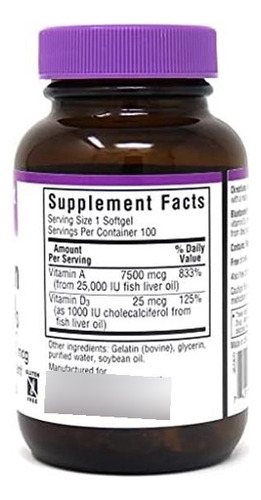 Bluebonnet Vitamina A E D3 25.000 Ui Suplemento Diário - Imagem 8
