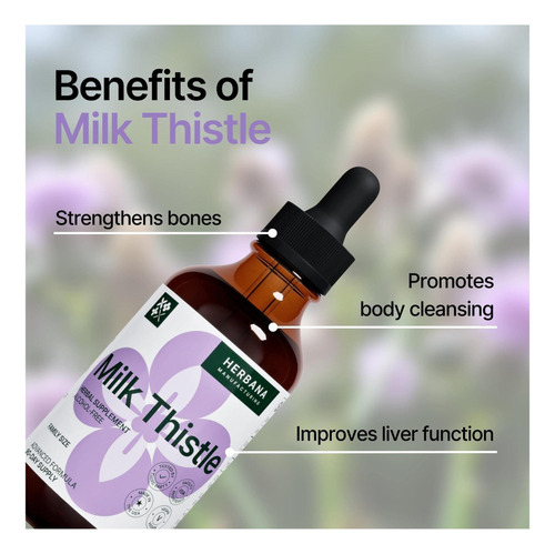 Extrato Líquido De Cardo De Leite 4 Fl Oz Suporte Natural De - Imagem 3