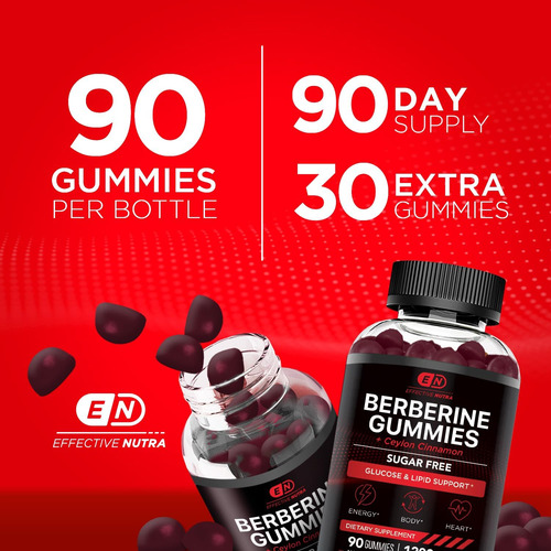 Eficaz Nutra Berberina Gomas Sem Açúcar 1200 Mg - Suplemento - Imagem 3