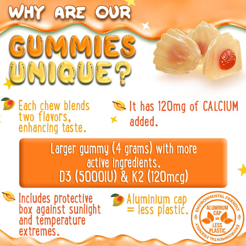 Oh My Chewy Gomas De Vitamina D3 K2 Para Crianças E Adultos - Imagem 4