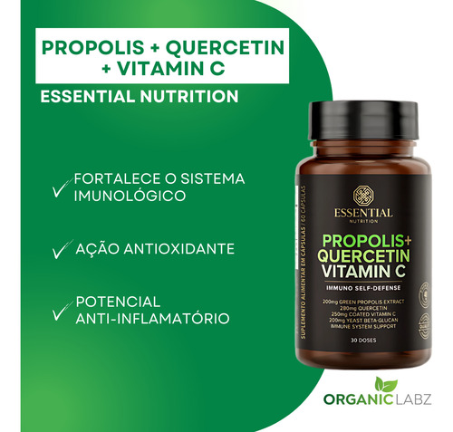 Propólis + Vitamin C + Quercetina 60caps Essential Imunidade - Imagem 2