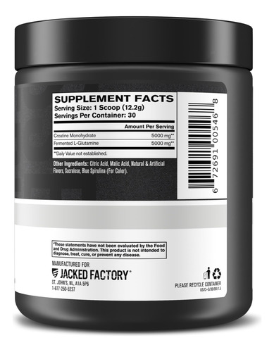 Suplemento Jacked Factory Creatine + Glutamina 30 Porções - Imagem 8