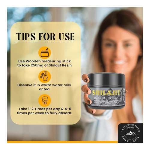 Altiano Shilajit Pure Himalaia Resina 100% Autêntica Foco E - Imagem 5