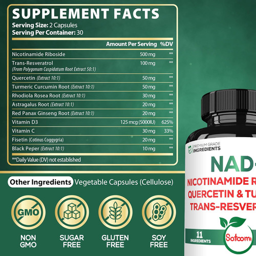 Suplemento Nad + Com Ribosídeo De Nicotinamida 900 Mg Nr Re - Imagem 2