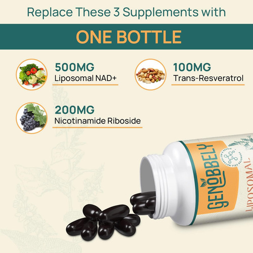 Genobbely 800 Mg Suplemento Lipossomal Nad + Com Ribosídeo D - Imagem 4