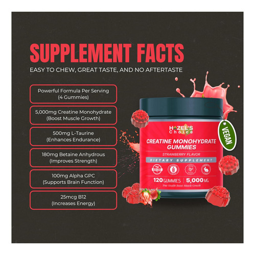 Gomas Veganas Com Creatina 120 Unid 5000 Mg - Imagem 4