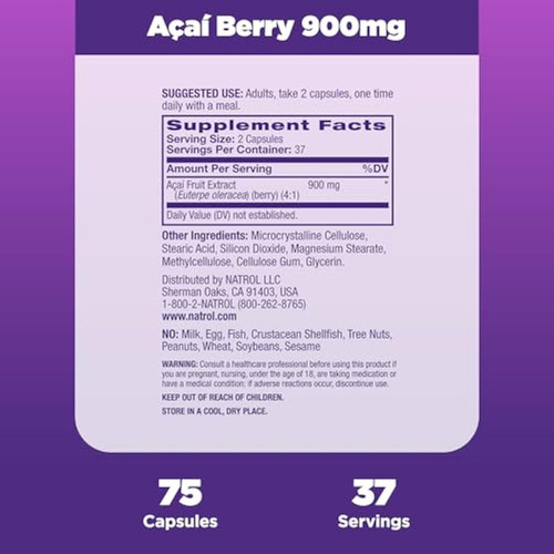 Natrol Açaí 900 Mg Por Porção Dietético - Imagem 4