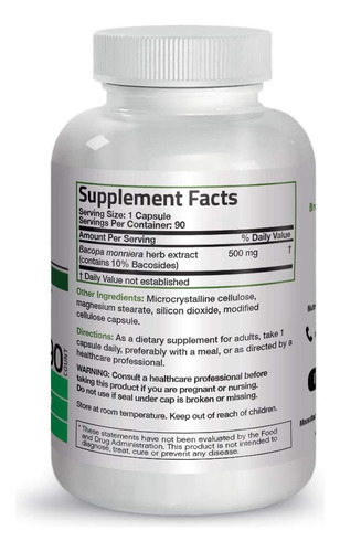 Extrato De Bronson Bacopa Monnieri 500 Mg - Promove Clareza - Imagem 2