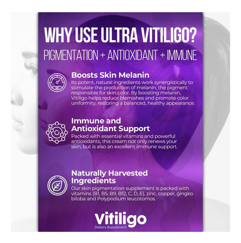 Aura Vitamins - Vitiligo Cápsulas 60 Contagens 1 Mês Mel - Imagem 4