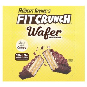FITCRUNCH Barra de Proteína Wafer Manteiga de Amendoim com Chocolate 9 Barras 45 g (159 oz) Cada