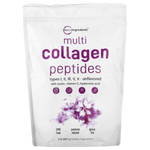 Micro Ingredients Peptídeos Multicolágeno Tipo I II III V X Sem Sabor 907 g (2 lb)