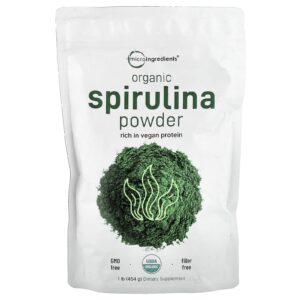 Micro Ingredients Espirulina Orgânica em Pó 454 g (1 lb)
