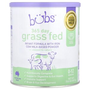 Aussie Bubs 365 Dias de Gado Criado no Pasto Fórmula Infantil com Pó à Base de Leite de Vaca Ferro 0-12 Meses 567 g (20 oz)