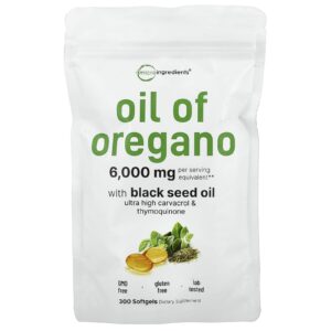 Micro Ingredients Óleo de Orégano com Óleo de Cominho Preto 300 Cápsulas Softgel
