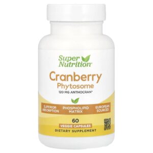 Super Nutrition Cranberry Phytosome Anthocran® 120 mg 60 Cápsulas Vegetais