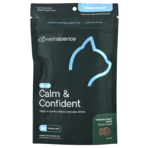 VetriScience Composure™ Calma e Confiante Para Todos os Gatos Frango + Truta 30 Cápsulas Mastigáveis 45 g (159 oz)