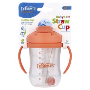 Dr. Browns 1º Copo com Canudo do Bebê A Partir de 6 Meses Coral 270 ml (9 oz)