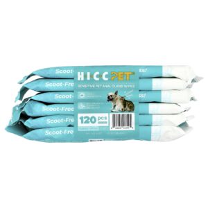 HICC Pet Lenços Umedecidos para Glândula Anal Sensível a Animais de Estimação Para Cães e Gatos Coco 6 Pacotes 20 Lenços Cada