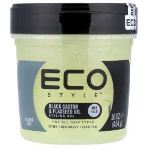 Eco Style Gel Modelador Fixação Máxima Todos os Tipos de Cabelo Óleo de Rícino e Linhaça Preto 454 g (16 oz)