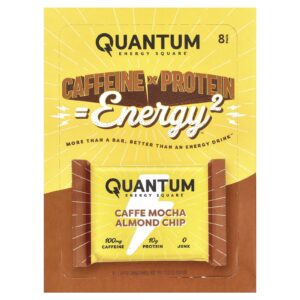 Quantum Energy Square Lascas de Café Mocha e Amêndoa 8 Barras 48 g (169 oz) Cada