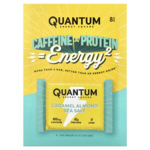 Quantum Energy Square Caramelo Amêndoa e Sal Marinho 8 Barras Energéticas 48 g (169 oz) Cada