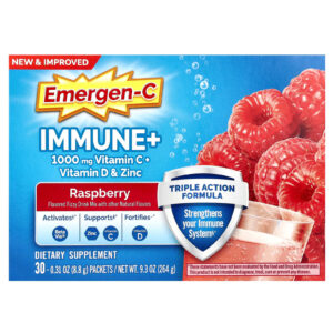 Emergen-C Immune+ Vitamina C + Vitamina D e Zinco Framboesa 30 Embalagens 88 g (031 oz) Cada