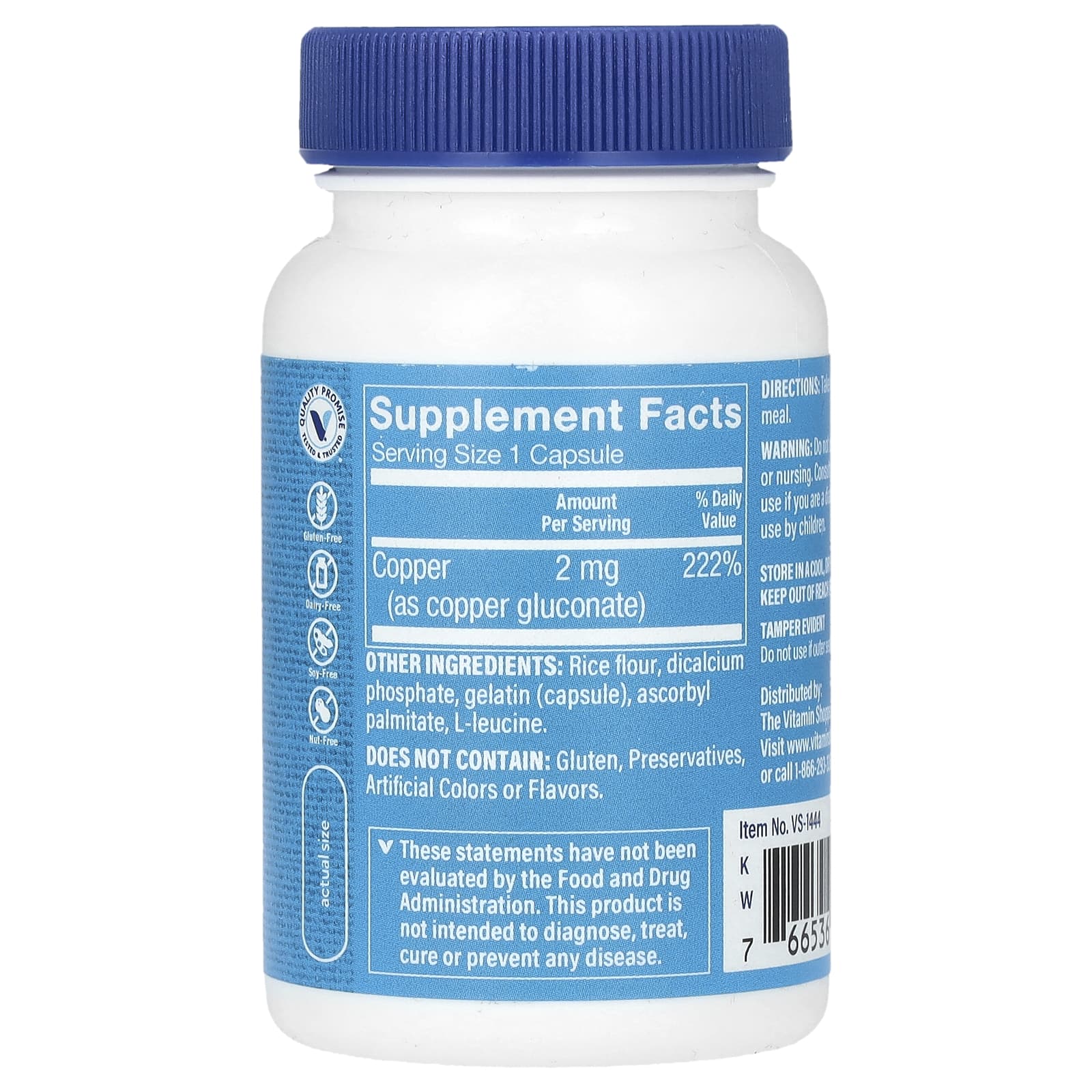 The Vitamin Shoppe Cobre 2 mg 100 Cápsulas - Imagem 2