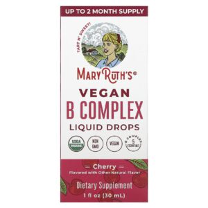 MaryRuths Gotas Líquidas de Complexo B Vegano Cereja 30 ml (1 fl oz)