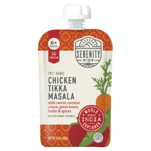Serenity Kids Tikka Masala de Frango Caipira com Cenoura Creme de Coco Feijão Verde Ervas e Especiarias A Partir de 6 Meses 99 g (35 oz)