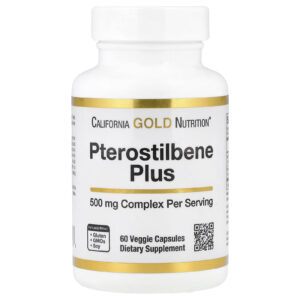 California Gold Nutrition Pterostilbeno Plus com Mirtilo Selvagem em Pó 60 Cápsulas Vegetais