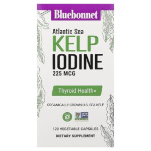 Bluebonnet Nutrition Iodo de Algas Marinhas do Atlântico 225 mcg 120 Cápsulas Vegetais