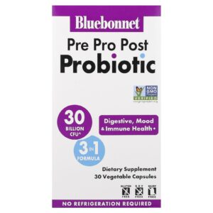 Bluebonnet Nutrition Pré Pro Pós-Probiótico 30 Cápsulas Vegetais
