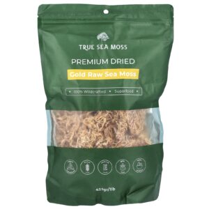 True Sea Moss Secagem Premium Musgo Marinho Cru e Dourado 453 g (1 lb)