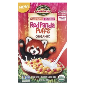 Natures Path Envirokidz Cereal Red Panda Puffs™ Orgânico Manteiga de Amendoim e Morango 284 g (10 oz)