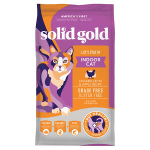 Solid Gold Lets Stay In™ Para Gatos que Ficam em Ambientes Adultos em Ambientes fechados Receita com Frango Lentilha e Maçã 136 kg (3 lb)