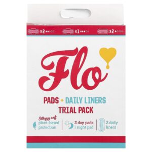 Here We Flo Pacote de Teste de Absorventes + Protetores Diários para Testar 3 Absorventes + 2 Protetores