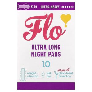 Here We Flo Absorventes Noturnos Ultralongos UltraPesados 10 Absorventes