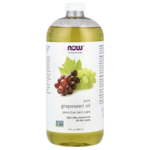 NOW Foods Solutions Óleo de Semente de Uva Puro Todos os Tipos de Pele 946 ml (32 fl oz)