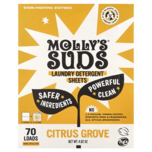 Mollys Suds Folhas de Detergente para Roupas Citrus Grove 35 Folhas