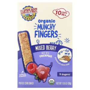 Earths Best Munchy Fingers Orgânicos Lanche de Milho Tufado Mais de 10 Meses Frutos Silvestres 30 g (105 oz)