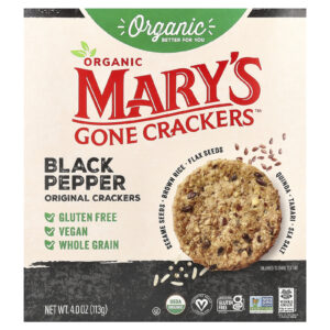 Marys Gone Crackers Biscoitos Originais de Pimenta-do-reino Orgânica 113 g (4 oz)