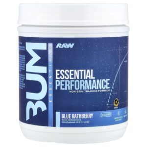 Raw Nutrition Bum Essentials Essential Performance Fórmula para Treino Não Estimulante Framboesa Azul 618 g (218 oz)